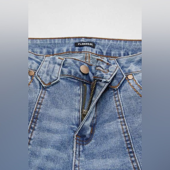 Wash Contrast Stitch Low Waist Bootcut Jeans flamingals size L/XL FL5-2 - Picture 14 of 16